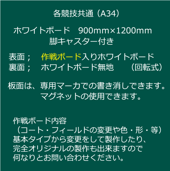 大型作戦ボードキャスター付 バスケットボール 900×1200 - 作戦ボード